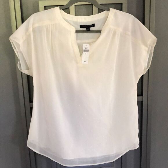 NWT Banana, Republic, ivory, cream, chiffon, cap sleeve top size S - Picture 1 of 5